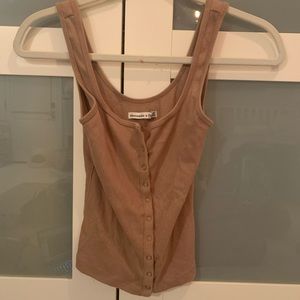 A&F camel colored button down tank top